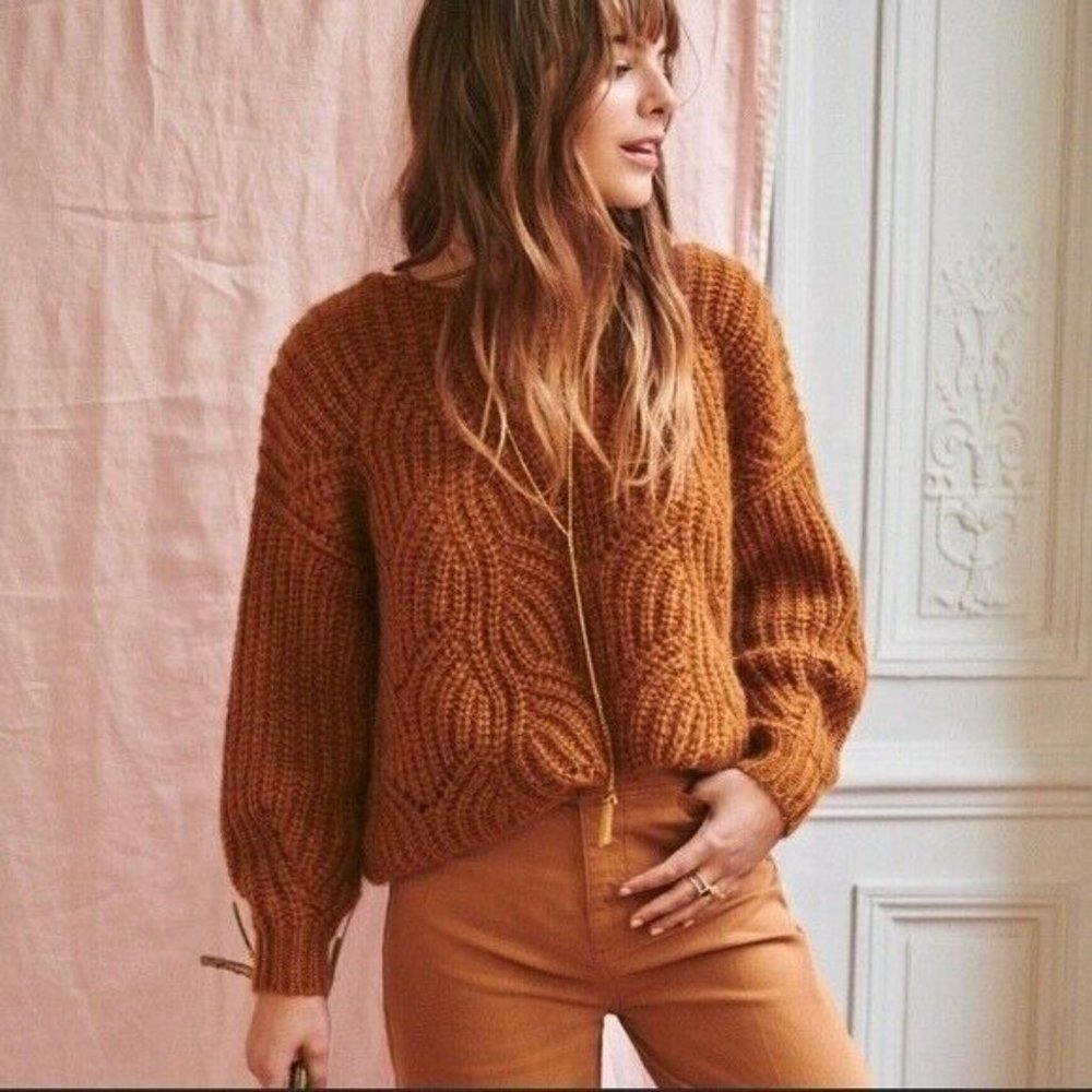 Sezane Simone Sweater in Camel Mohair Merino Wool